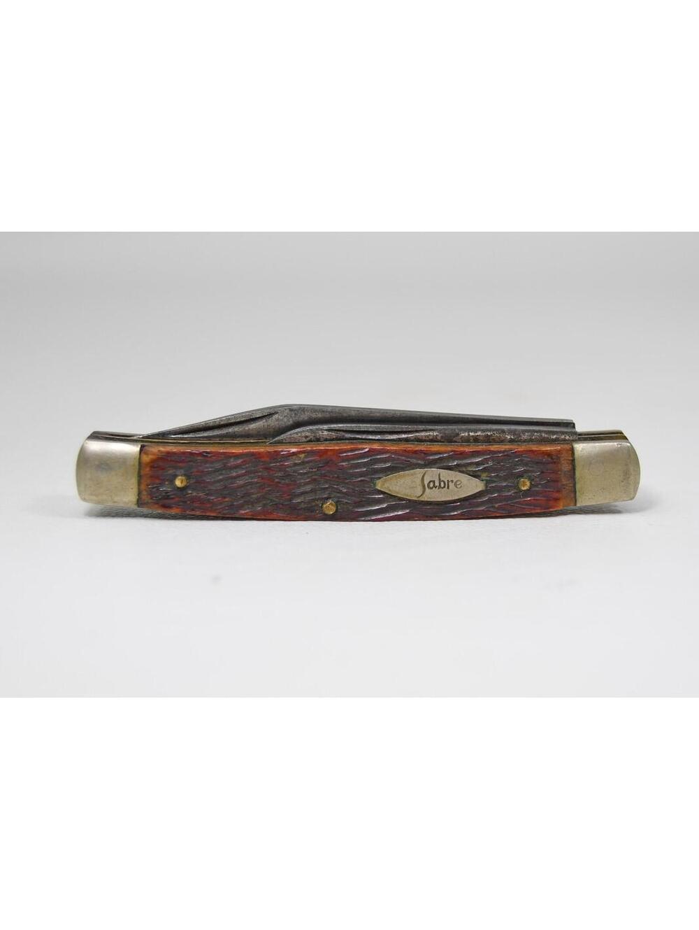 Sabre Pocket Folding Knife Japan 2 Blade Bone Handle 1950s Era - Picture 6 of 9